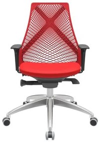 Cadeira Office Bix Tela Vermelha Assento Aero Vermelho Autocompensador Base Alumínio 95cm - 63963 Sun House