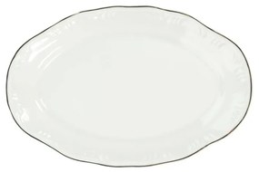 Travessa Rasa Oval 36 Cm Porcelana Schmidt - Dec. Filetado Prata Pomerode 0012