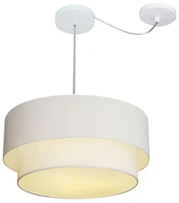 Lustre Pendente Cilíndrico Com Desvio Branco MJ-4361 Para Mesa de Jantar e Estar