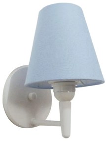 Arandela Cone Md-2004 Base Branco Cúpula em Tecido 14/14x07cm Azul Bebê - Bivolt
