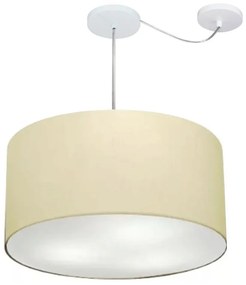 Lustre Pendente Cilíndrico Com Desvio Md-4264 Cúpula em Tecido 55x30cm Algodão Crú - Bivolt