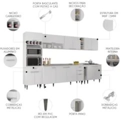 Armário de Cozinha CP07 Com Pia 180cm Pérola Z34 Branco     - Mpozenat