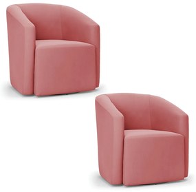 Poltrona Decorativa Base Giratória Kit 2 Stella Max Suede D03 - D'Rossi - Rose
