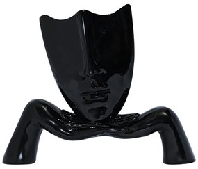 Escultura Decorativa Mascara Descanso Preto Brilho G07 - Gran Belo