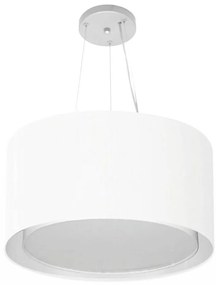 Lustre Pendente Cilíndrico Duplo Md-4299 Cúpula em Tecido 45x30cm Branco - Bivolt