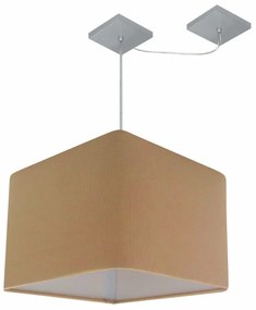 Lustre Pendente Quadrado Com Desvio Md-4269 Cúpula em Tecido 30/40x40cm Palha - Bivolt