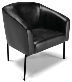 Poltrona Decorativa Pé de Ferro Preto Stella Sintético PU D03 - D'Rossi - Preto