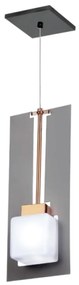 Pendente Vidro Quadrado Corte Laiser 15,5X09X39Cm Metal E Cubo Vidro 0... (BRANCO / DOURADO BRILHO, AMBAR)